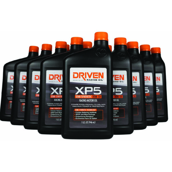 Driven Racing Oil 00906 - Driven Racing Oil XP5 Semi-Synthetic Racing Motor Oil, 12 Qt. Case